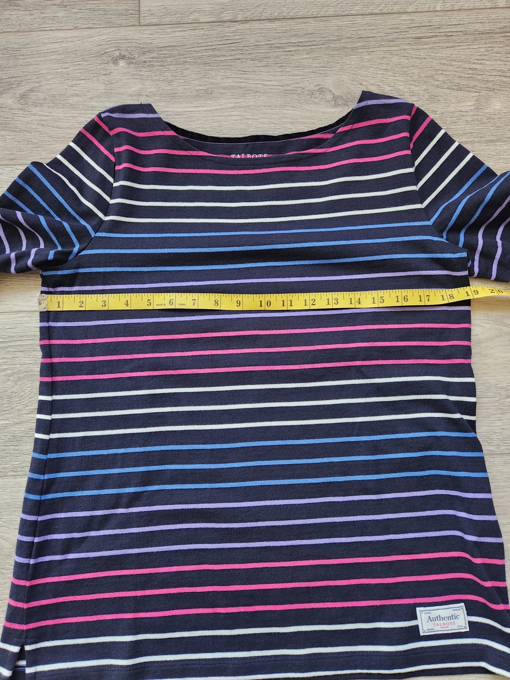 Talbots Navy Pink Authentic Tee Stripe Long Sleeve Cotton Shirt Womens Small Nwt - Picture 8 of 8